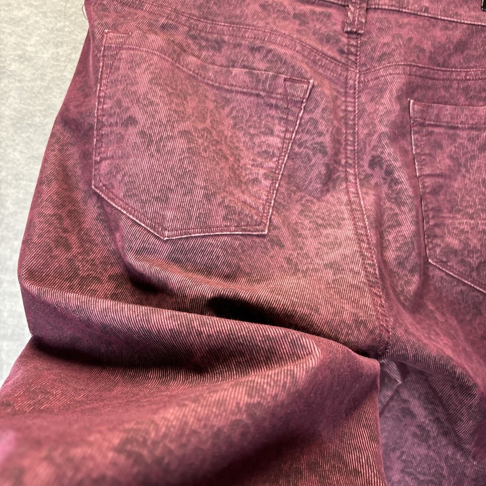 Loft Corduroy Pants Size 29/8P Tapered Leg Modern Skinny Burgundy Damask Print - Picture 8 of 11